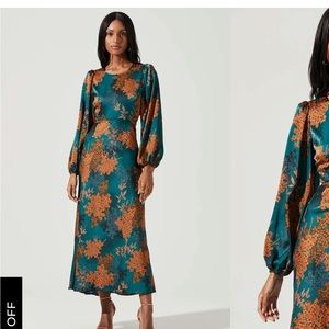 ASTR THE LABEL - QUINN FLORAL CUTOUT MIDI DRESS